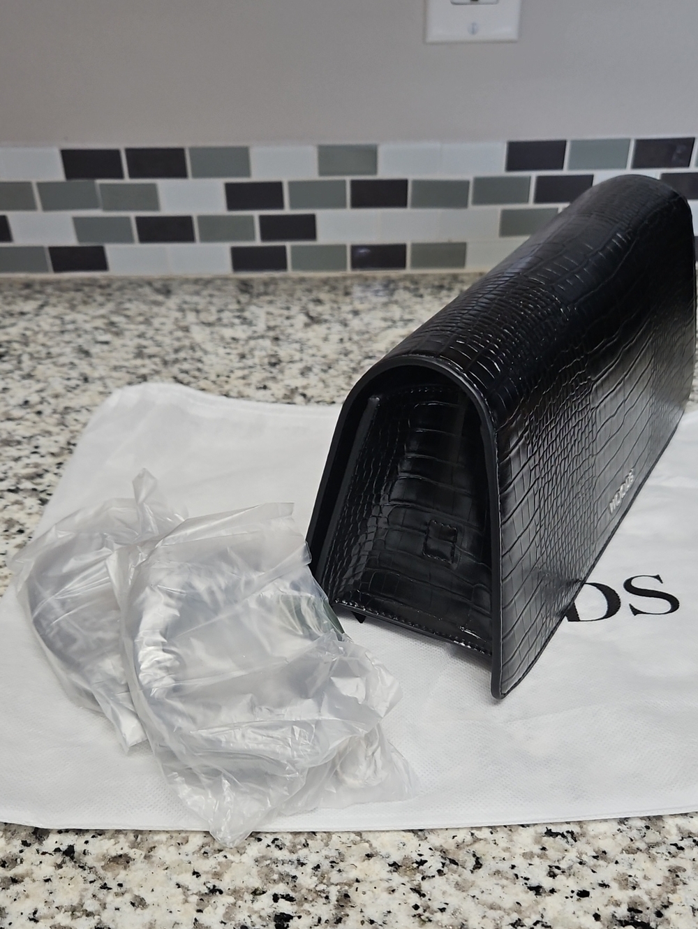 WOODS BY JORDYN MINI TUX CLUTCH, BLACK CROC EMBOSSED - Picture 3 of 5